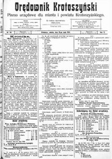 Orędownik Krotoszyński: pismo urzędowe dla miasta i powiatu Krotoszyńskiego 1919.05.31 R.71 Nr65
