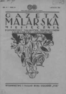 Gazeta Malarska: miesięcznik poświęcony malarstwu dekoracyjnemu, lakiernictwu i pozłotnictwu: organ Związku Cech&oacute;w Malarskich i Lakierniczych 1931 listopad R.4 Nr11