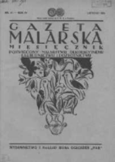 Gazeta Malarska: miesięcznik poświęcony malarstwu dekoracyjnemu, lakiernictwu i pozłotnictwu: organ Związku Cechów Malarskich i Lakierniczych 1931 listopad R.4 Nr11