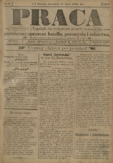 Praca: tygodnik dla wszystkich stan&oacute;w, poświęcony sprawom handlu, przemysłu i rolnictwa. 1897.07.18 R.2 nr88