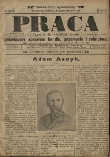 Praca: tygodnik dla wszystkich stan&oacute;w, poświęcony sprawom handlu, przemysłu i rolnictwa. 1897.10.10 R.2 nr100