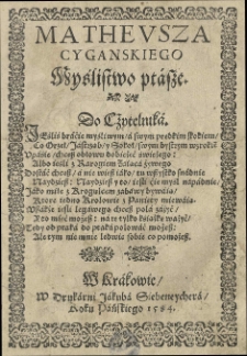 Matheusza Cyganskiego Myślistwo ptasze