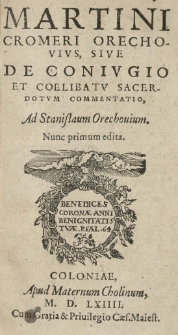 Orechovius sive de coniugio et coelibatu sacerdotum