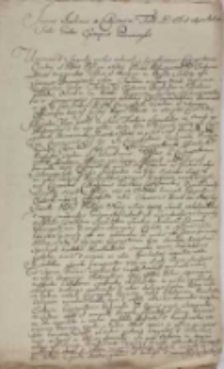 Copia Testimonii Illustrissimi loci Ordinarii Ioannis Tarło pro Congregationibus [tyt. z noty dors.]