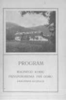 Program rocznego kursu przysposobienia pań domu Zakopane-Kuźnice