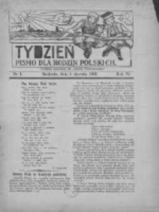 Tydzień: pismo dla rodzin polskich: dodatek niedzielny do "Gazety Szamotulskiej" 1931.01.04 R.6 Nr1