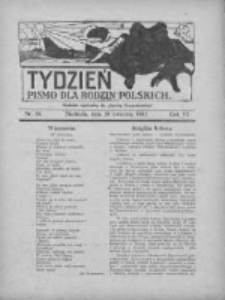 Tydzień: pismo dla rodzin polskich: dodatek niedzielny do "Gazety Szamotulskiej" 1931.04.19 R.6 Nr16