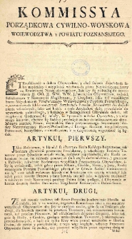 Kommissya Porządkowa Cywilno-Woyskowa Woiewództwa y Powiatu Poznanskiego