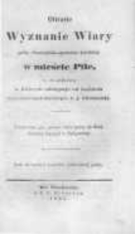 Otwarte wyznanie wiary gminy chrześciańsko-apostolsko-katolickiej w mieście Pile, co do artykułow, w kt&oacute;rych odstępuje od kościoła rzymsko-katolickiego, t.j. hierarchii