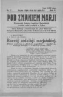 Pod Znakiem Marji: miesięcznik Związku Sodalicyj Marjańskich uczniów szkół średnich w Polsce. 1923.12.01 R.4 nr3