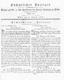 Amtsblatt der K&ouml;niglichen Regierung zu Posen: Jahrgang 1818.01.13 Nr2