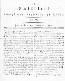Deffentlicher Anzeiger: Beilage zu Nr 7 des Amtsblatts der Königlichen Regierung zu Posen 1818.02.17