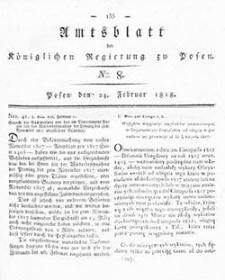Deffentlicher Anzeiger: Beilage zu Nr 8 des Amtsblatts der K&ouml;niglichen Regierung zu Posen 1818.03.24