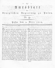 Deffentlicher Anzeiger: Beilage zu Nr 9 des Amtsblatts der K&ouml;niglichen Regierung zu Posen 1818.03.03