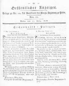Amtsblatt der K&ouml;niglichen Regierung zu Posen: Jahrgang 1818.03.24 Nr12