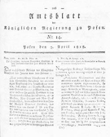 Deffentlicher Anzeiger: Beilage zu Nr 14 des Amtsblatts der Königlichen Regierung zu Posen 1818.04.07