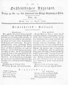 Amtsblatt der K&ouml;niglichen Regierung zu Posen: Jahrgang 1818.04.21 Nr16
