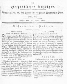 Amtsblatt der K&ouml;niglichen Regierung zu Posen: Jahrgang 1818.04.28 Nr17