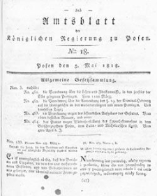 Deffentlicher Anzeiger: Beilage zu Nr 18 des Amtsblatts der K&ouml;niglichen Regierung zu Posen 1818.05.05