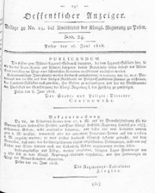 Amtsblatt der K&ouml;niglichen Regierung zu Posen: Jahrgang 1818.06.23 Nr25