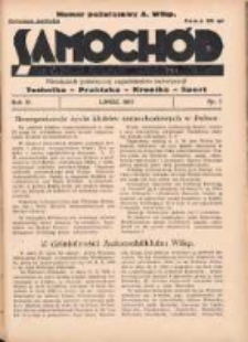 Samoch&oacute;d, Motocykl, Samolot: miesięcznik poświęcony zagadnieniom motoryzacji 1937 lipiec R.4 Nr7