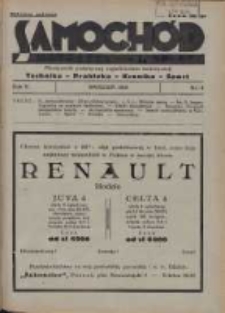 Samoch&oacute;d, Motocykl, Samolot: miesięcznik poświęcony zagadnieniom motoryzacji 1938 kwiecień R.5 Nr4