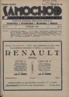 Samochód, Motocykl, Samolot: miesięcznik poświęcony zagadnieniom motoryzacji 1938 czerwiec R.5 Nr6