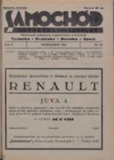 Samochód, Motocykl, Samolot: miesięcznik poświęcony zagadnieniom motoryzacji 1938 październik R.5 Nr10