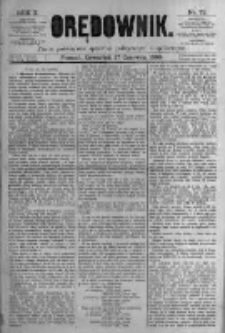 Orędownik: pismo poświęcone sprawom politycznym i spółecznym. 1880.06.17 R.10 nr72