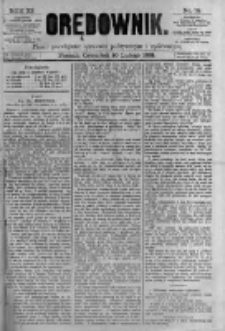 Orędownik: pismo poświęcone sprawom politycznym i spółecznym. 1881.02.10 R.11 nr18