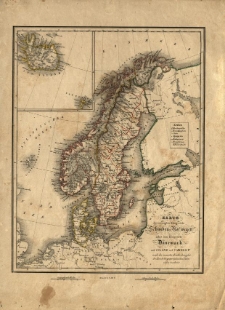 Karte der vereinigten K&ouml;nigreiche Schweden u. Norwegen nebst dem K&ouml;nigreiche D&auml;nemark mit Island und Farver I-n [...] f&uuml;r den Zweck des geographischen Unterrichts bearbebeitet