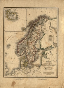 Karte der vereinigten Königreiche Schweden u. Norwegen nebst dem Königreiche Dänemark mit Island und Farver I-n [...] für den Zweck des geographischen Unterrichts bearbebeitet