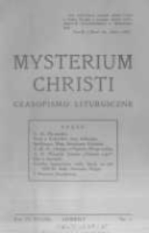 Mysterium Christi: czasopismo liturgiczne. 1932/3 R.4 nr1
