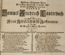 Eylfertiges Sonnetten-Paar an das [...] Ehe-Paar Samuel Friedrich Lauterbach, Und [...] Rosina Hoffmannin geb. Kergerin [...] Anno 1719 den. 21. November Gl&uuml;ckw&uuml;nschende &uuml;berreicht Von Christian Bruschcken