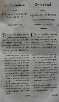 Publicandum wegen Erhebung der Landes-Contribution in der Juny-Rate 1795. Gegeben Posen den 12ten Juni 1795
