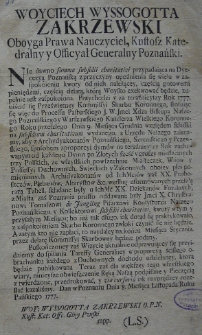 [Obwieszczenie. Poznań 8.03.1777]