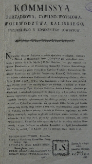 [Uniwersał Komisji Porządkowej Cywilno-Wojskowej woj. Kaliskiego, pow. pyzdrskiego i konińskiego]