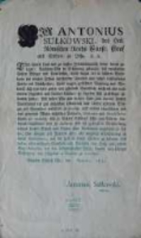 [Obwieszczenie Augusta Sułkowskiego 1772.IX]