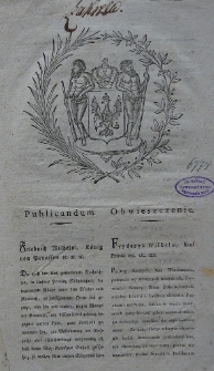 [Obwieszczenie dotyczące chorób koni i bydła]