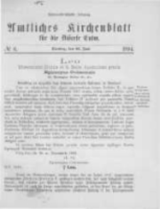 Amtliches Kirchenblatt f&uuml;r die Di&ouml;cese Culm. 1894.06.26 no.6