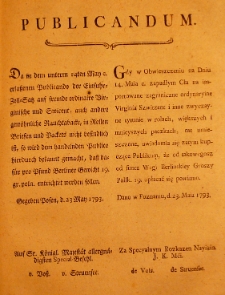 Publicandum [Uzupełnienie obwieszczenia z 14 maja 1793 o cłach tytoniowych]