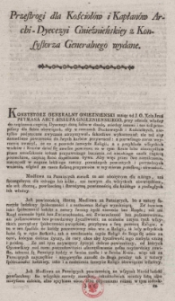 Przestrogi dla Kościołów i Kapłanów Archi-Dyecezyi Gnieźnieńskiej z Konsystorza Generalnego wydane