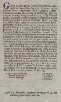 Duszy ś. p. Franciszka Czackiego Strażnika W. K. Modlitwom powszechnym zalecenie