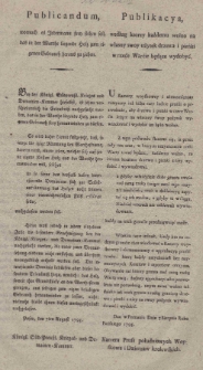 Publikacya według ktorey każdemu wolno na własny swoy użytek drzewa i pieńki w rzece Warcie będące wydobyć