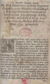 [Postanowienie sejmiku średzkiego z 23 sierpnia 1734]