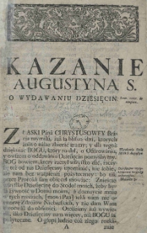 Kazanie Augustyna S. o wydawaniu dziesięcin