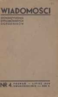 Wiadomości Stowarzyszenia Dyplomowanych Ogrodnik&oacute;w 1939 lipiec R.5 Nr4