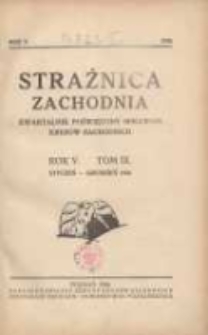 Strażnica Zachodnia: miesięcznik poświęcony sprawom kresów zachodnich 1926 styczeń/marzec R.5 Nr1