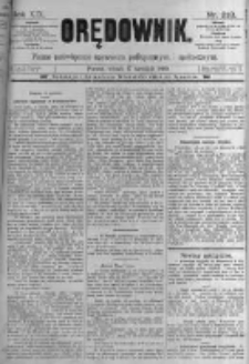 Orędownik: pismo poświęcone sprawom politycznym i spółecznym. 1889.09.17 R.19 nr213