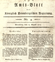 Amts-Blatt der K&ouml;niglich Brombergischen Regierung. 1815.08.25 No.4